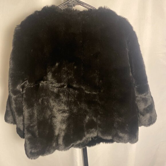 Calvin Klein Faux Fur Jacket XL Black Cropped Evening Coat Soft Glam - Picture 4 of 6